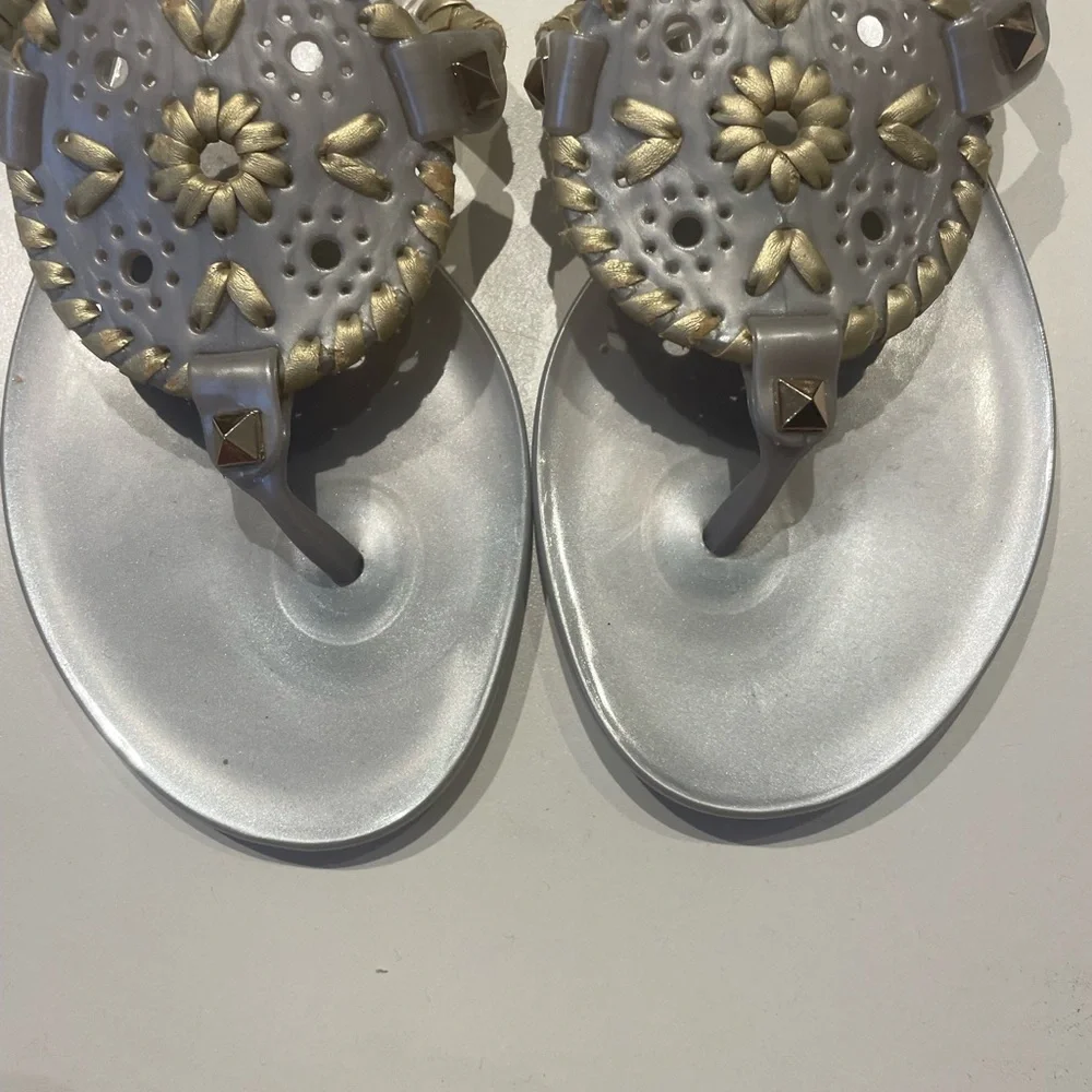 Jack Rogers Silver and Gold Sandals for Effortless Elegance
